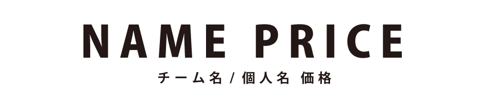チーム名 個人名 価格